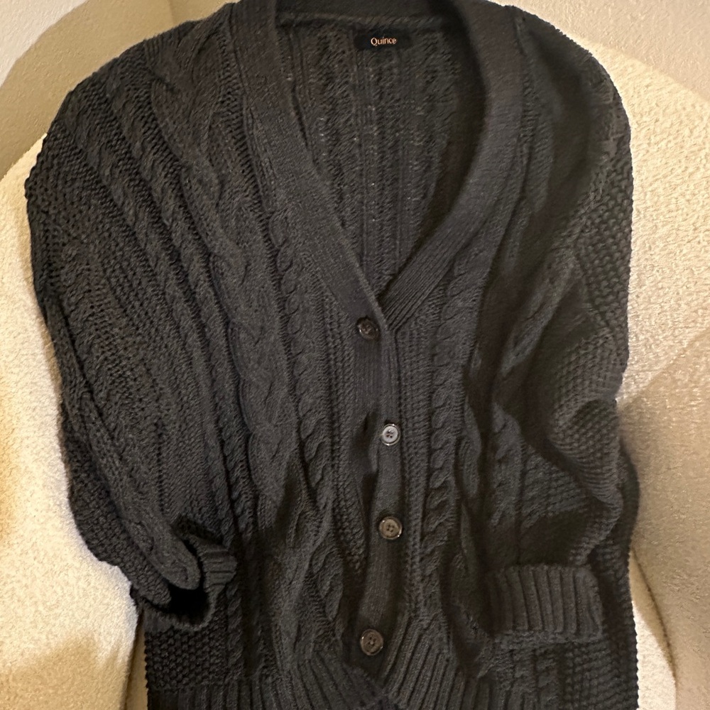 Quince Charcoal Cable Knit Sweater XS